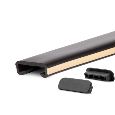 Handlauf PVC, Treppenhandlauf 40x8 mm, Kunststoffhandlauf, Handlaufverkleidung LUX, Rutschfest, schwarz
