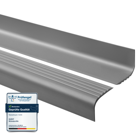 Treppenkantenprofil 52x40 mm, Treppenprofil PVC f&uuml;r Treppenstufen, Treppenkantenschutz mit Rillen, Antirutsch, RGPT, dunkelgrau, 150 cm