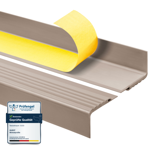 Treppenkantenprofil Selbstklebend 48x42 mm, Treppenprofil PVC f&uuml;r Treppenstufen, Treppenkantenschutz, Antirutsch, Abriebfest, PMW, beige