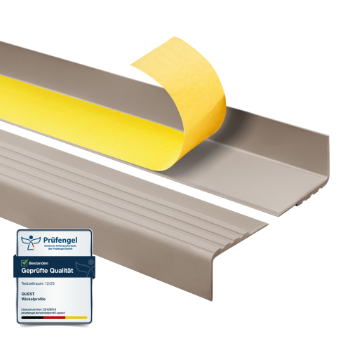 Treppenkantenprofil Selbstklebend 30x27 mm, Treppenprofil PVC f&uuml;r Treppenstufen, Treppenkantenschutz mit Rillen, Antirutsch, RM, beige
