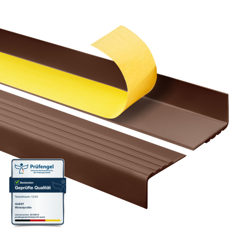 Treppenkantenprofil Selbstklebend 30x27 mm, Treppenprofil PVC f&uuml;r Treppenstufen, Treppenkantenschutz mit Rillen, Antirutsch, RM, braun