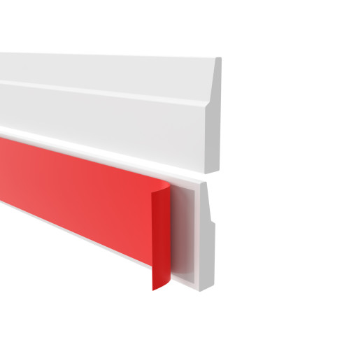 Selbstklebende PVC-Sockelleiste, flexible Fußleiste, gefräst - modern 32mm, 5m, weiß, RAL 9003