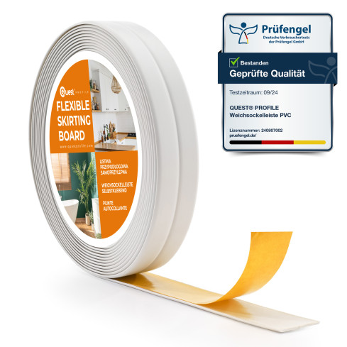 Weichsockelleiste Selbstklebend 10x10 mm, PVC Abschlussleiste für Küche, Badezimmer, Flexibel, Dekorativ, UV-beständig, hellgrau, 5 m