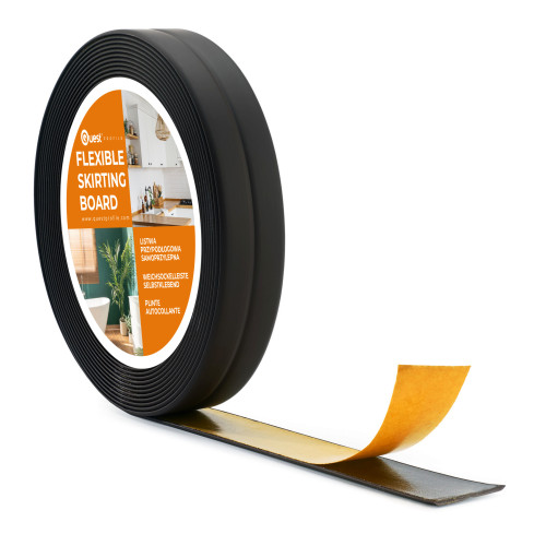 Weichsockelleiste Selbstklebend 10x10 mm, PVC Abschlussleiste für Küche, Badezimmer, Flexibel, Dekorativ, UV-beständig, schwarz, 5 m