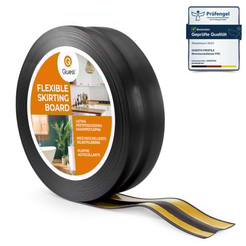 Weichsockelleiste Selbstklebend 32x23 mm, PVC Sockelleiste, Knickleiste für  Wand, Boden Flexibel, Dekorativ, UV-beständig, schwarz