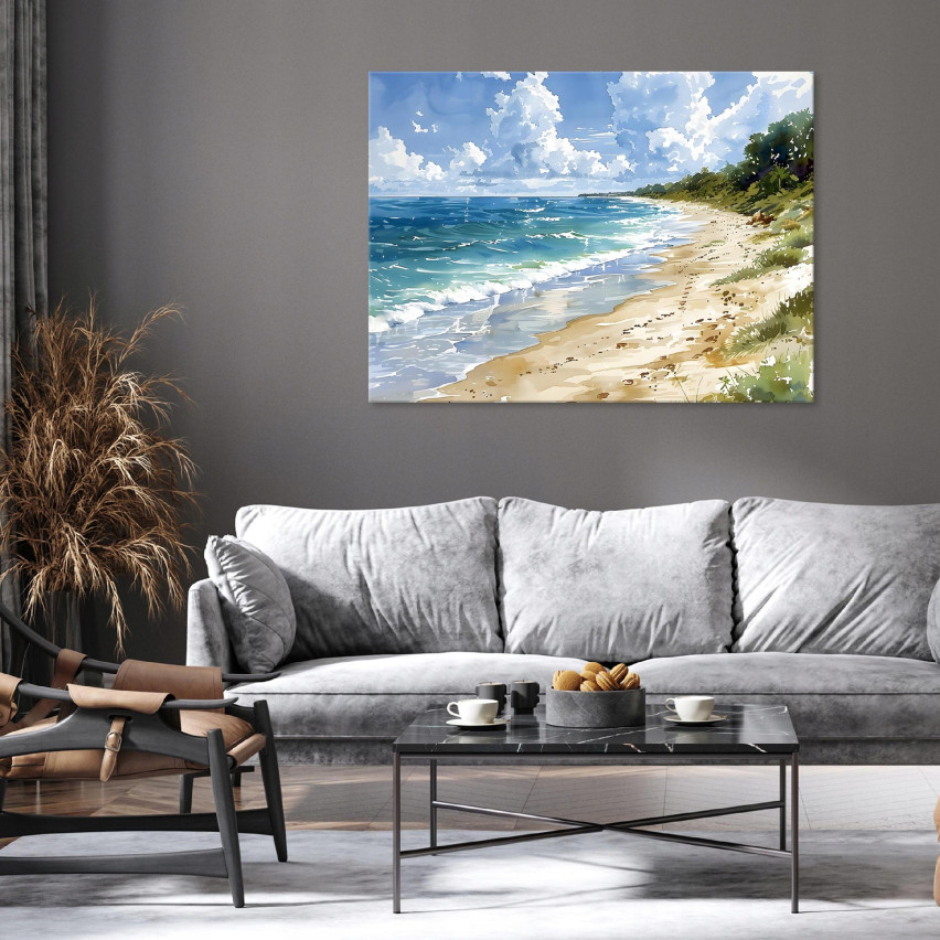 Strand Gemälde Meer wie gemalt auf Leinwand Wand Wohnzimmer Schlafzimmer Schlafzimmer 120x80