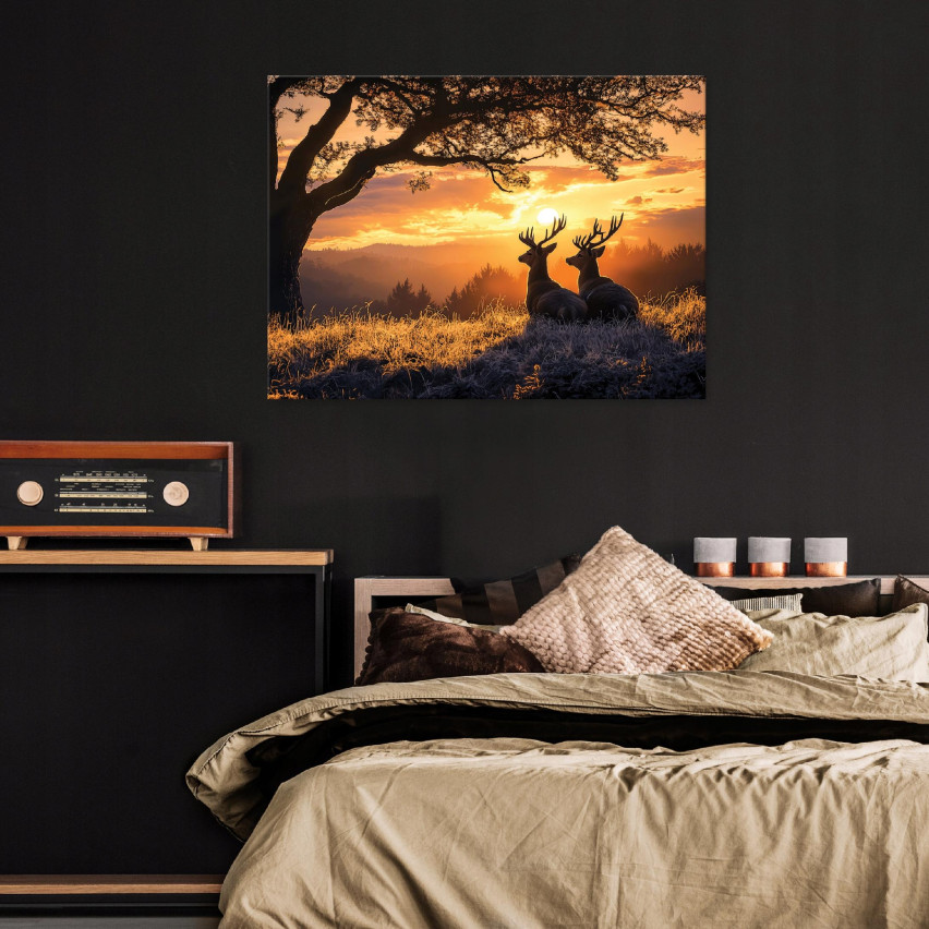 SCHLAFZIMMERBILD FÜR DAS WOHNZIMMER KÜCHE NATÜRLICHE HIRSCHANSICHT AUF WANDPANEL 40x30