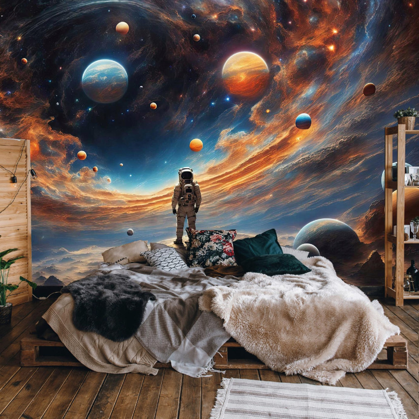 Wallpaper Kosmonaut Planeten Galaxie Wallpaper für Kinder Junge 250X175