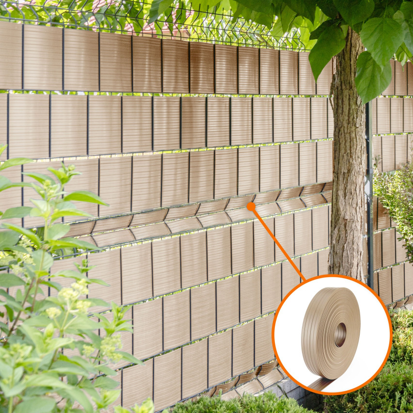 PVC-Sichtschutzstreifen für Zäune – schmaler, vertikaler Streifen für Gittermattenzäune, für Sicken geeignet, 900 g/m², grau RAL 7040