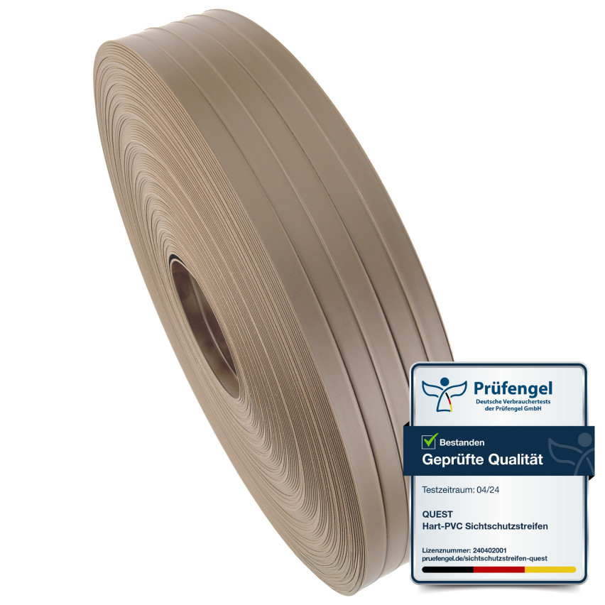 PVC-Sichtschutzstreifen für Zäune – schmaler, vertikaler Streifen für Gittermattenzäune, für Sicken geeignet, 900 g/m², beige RAL 1019