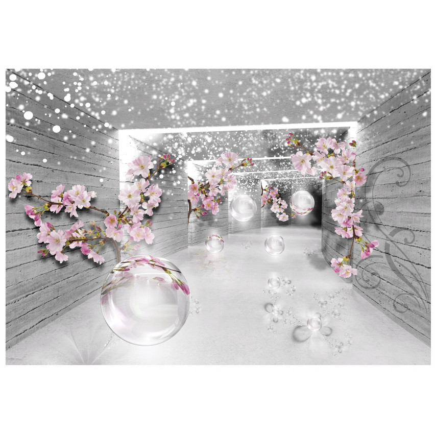 Fototapete 3D Tunnel Blumen Illusion für Schlafzimmer Wohnzimmer Tapete 350X250