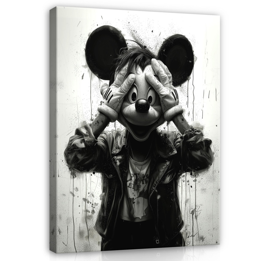 ABSTRACT Mouseketeer schwarz und weiß MODERN BEDROOM IMAGE 40x30