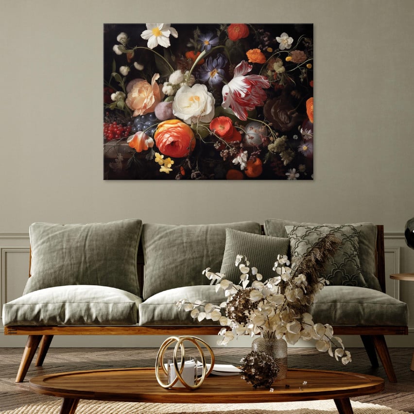 BILD VON BLUMEN BLAUER HINTERGRUND AUF BODEN WÄNDEN Schlafzimmer Schlafzimmer Wohnzimmer 60x40
