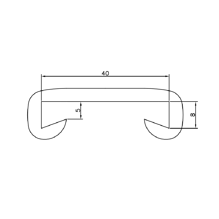 QUEST® Handlauf PVC 40x8 Treppenhandlauf Kunststoffhandlauf Profil für  Treppengeländer Gummi, Schwarz