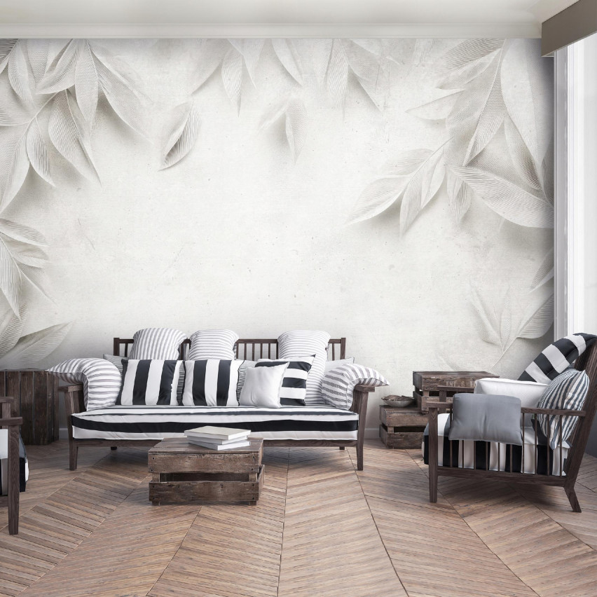 Wallpaper Beton Blätter Grau Küche Schlafzimmer Wohnzimmer Tapete 250X175