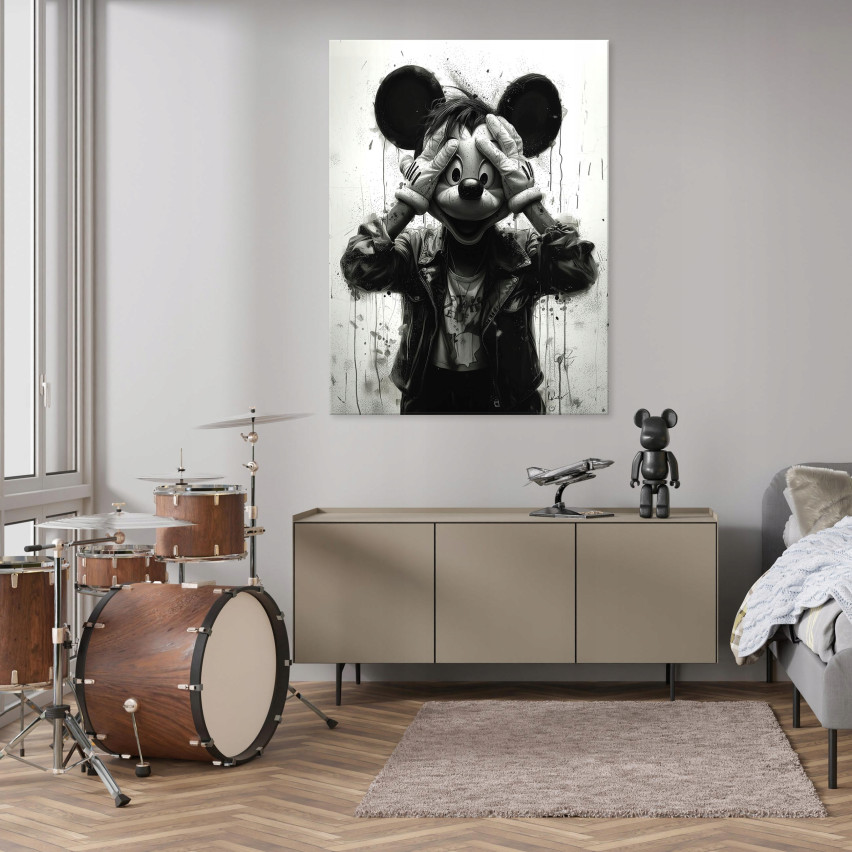 ABSTRACT Mouseketeer schwarz und weiß MODERN BEDROOM IMAGE 40x30