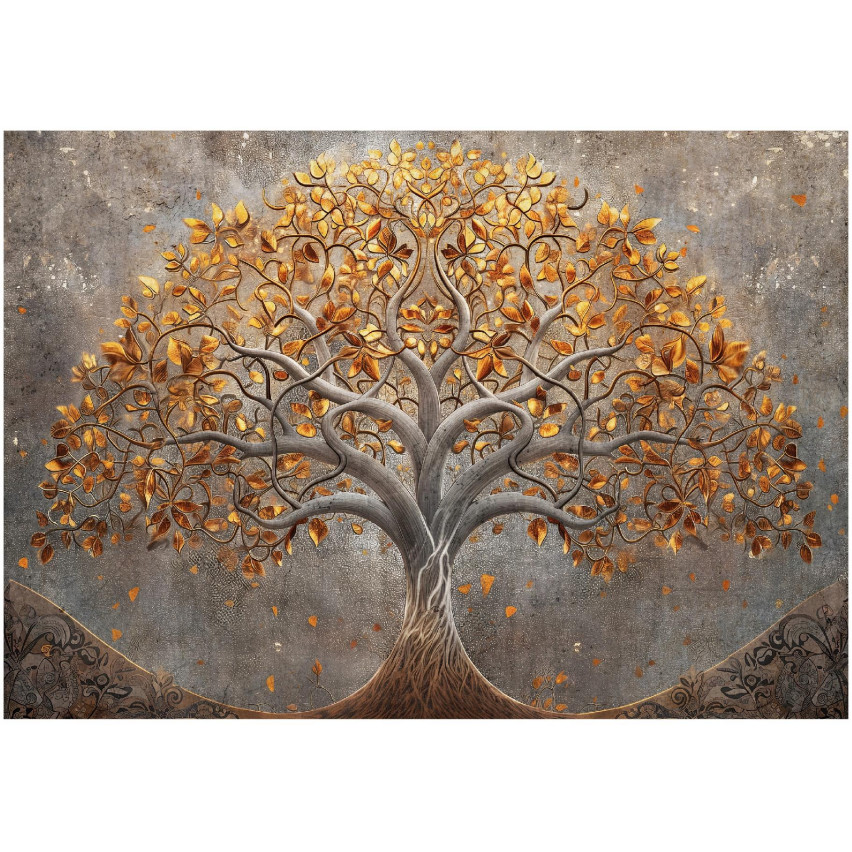 Fototapete Baum des Lebens Blumen Abstrakt Für Schlafzimmer Wohnzimmer Tapete 150X105