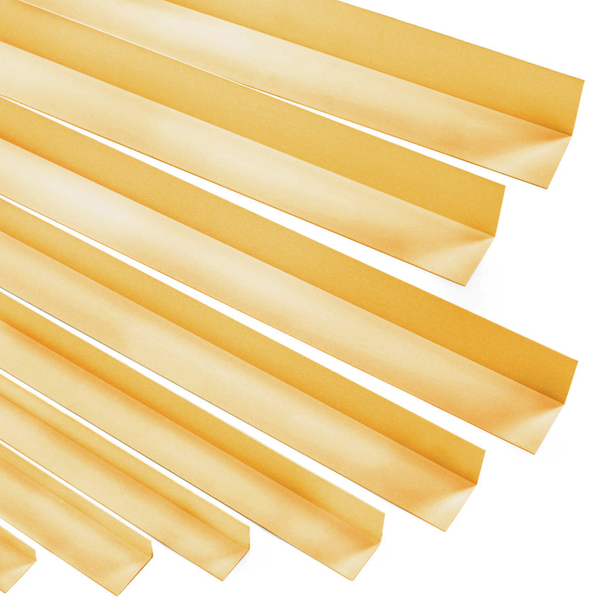 PVC-Eckprofil, ungleich, außen aufgeklebt, Eckschutz, gold