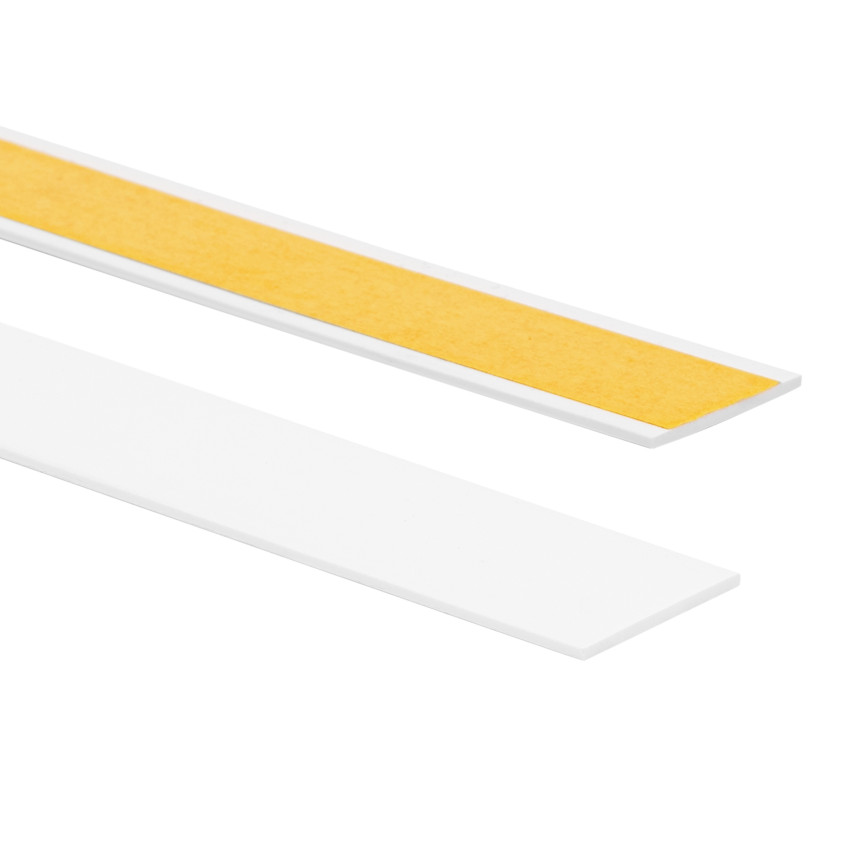 Hart-PVC-Flachstange mit Kleber, weiß, 10 m