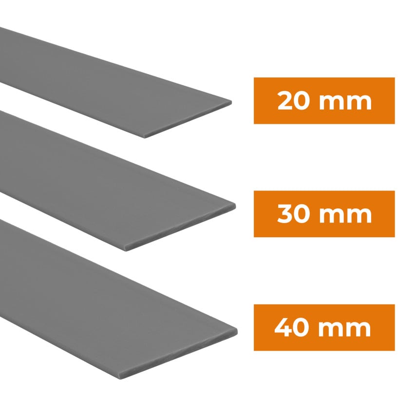 Hart-PVC-Flachstange mit Kleber, dunkelgrau, 10 m