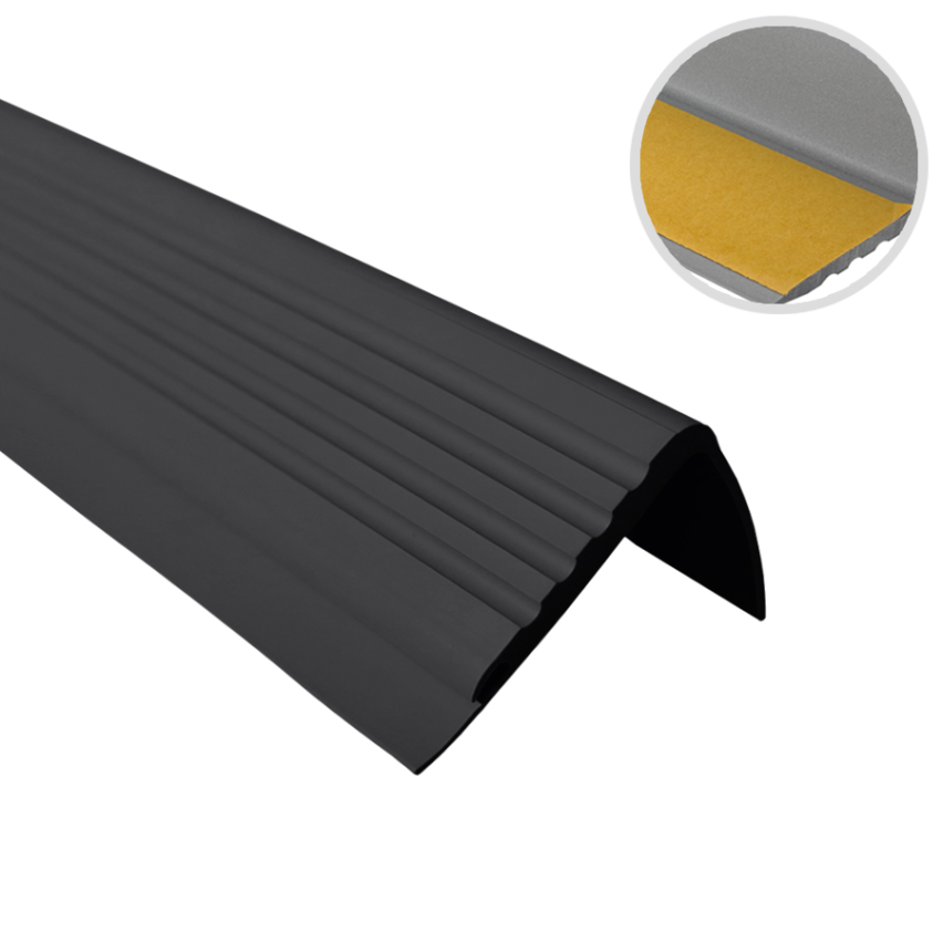 Rutschfestes Treppenprofil mit Kleber, 48x42mm, schwarz, 