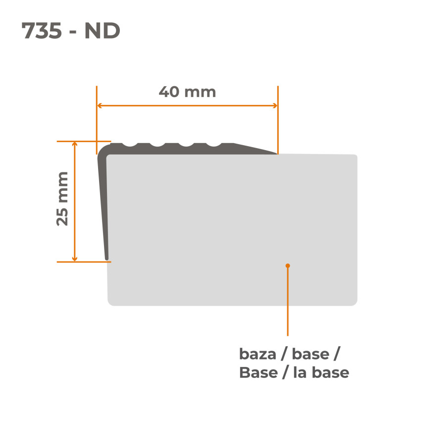 Treppenkantenprofil, Selbstklebend, PVC, Kunststoff, Antirutsch-Profil, Winkelprofil, 40x25mm, hellgrün