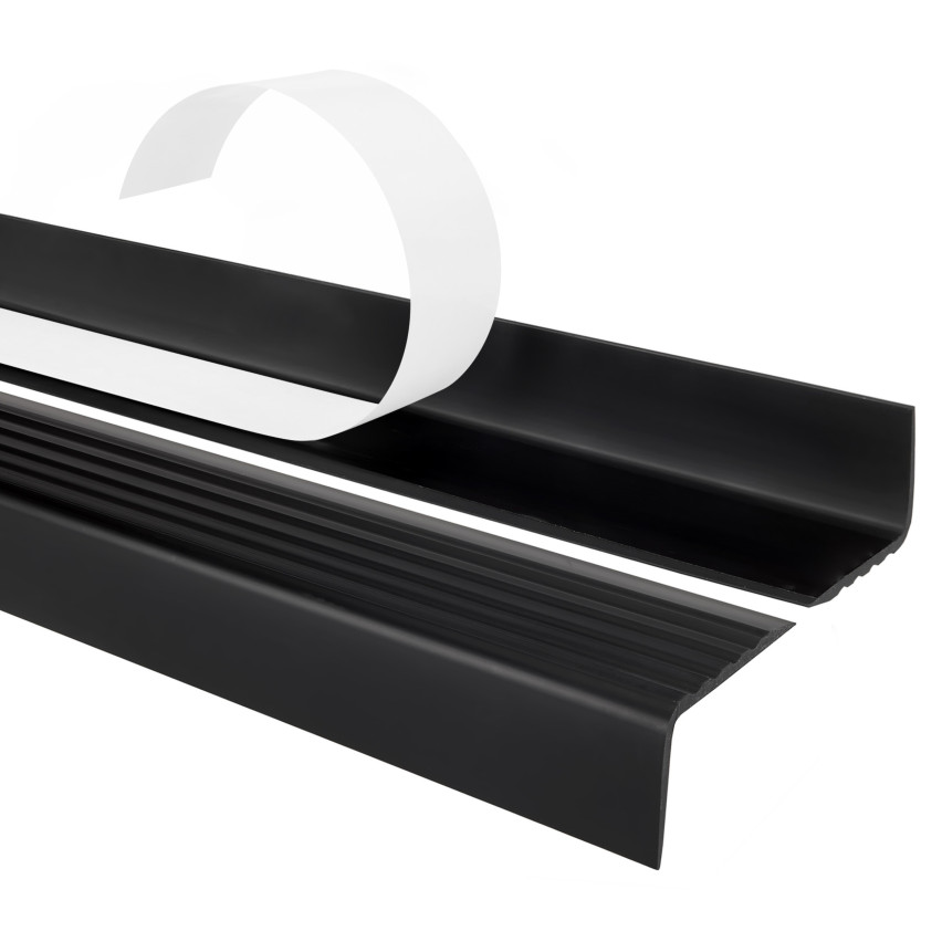 Treppenkantenprofil, Selbstklebend, PVC, Kunststoff, Antirutsch-Profil, Winkelprofil, 40x25mm, schwarz