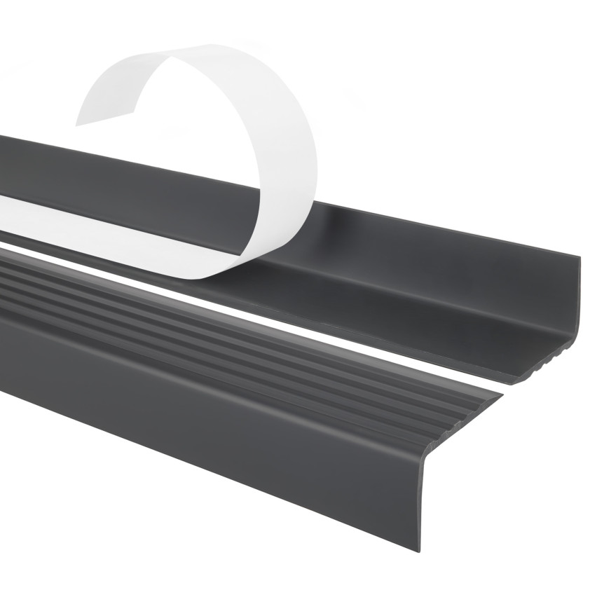 Treppenkantenprofil, Selbstklebend, PVC, Kunststoff, Antirutsch-Profil, Winkelprofil, 40x25mm, dunkelgrau