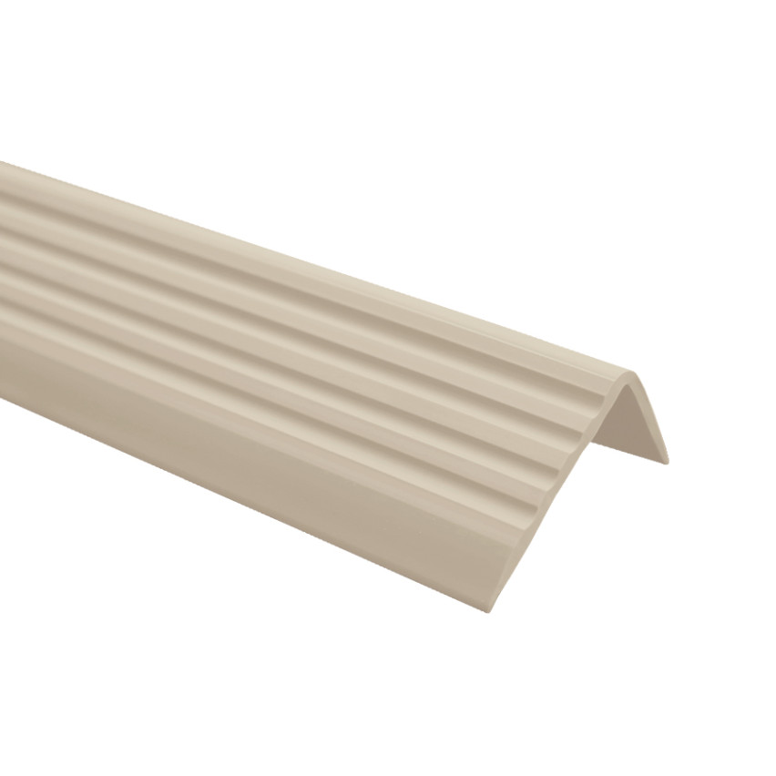 Treppenkantenprofil, Selbstklebend, PVC, Kunststoff, Antirutsch-Profil, Winkelprofil, 40x25mm, beige