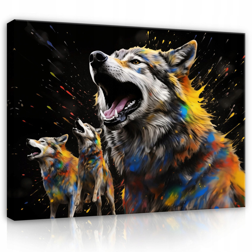 Wandtafel Gemälde Wölfe abstrakt schwarz für Schlafzimmer Wohnzimmer 40x30