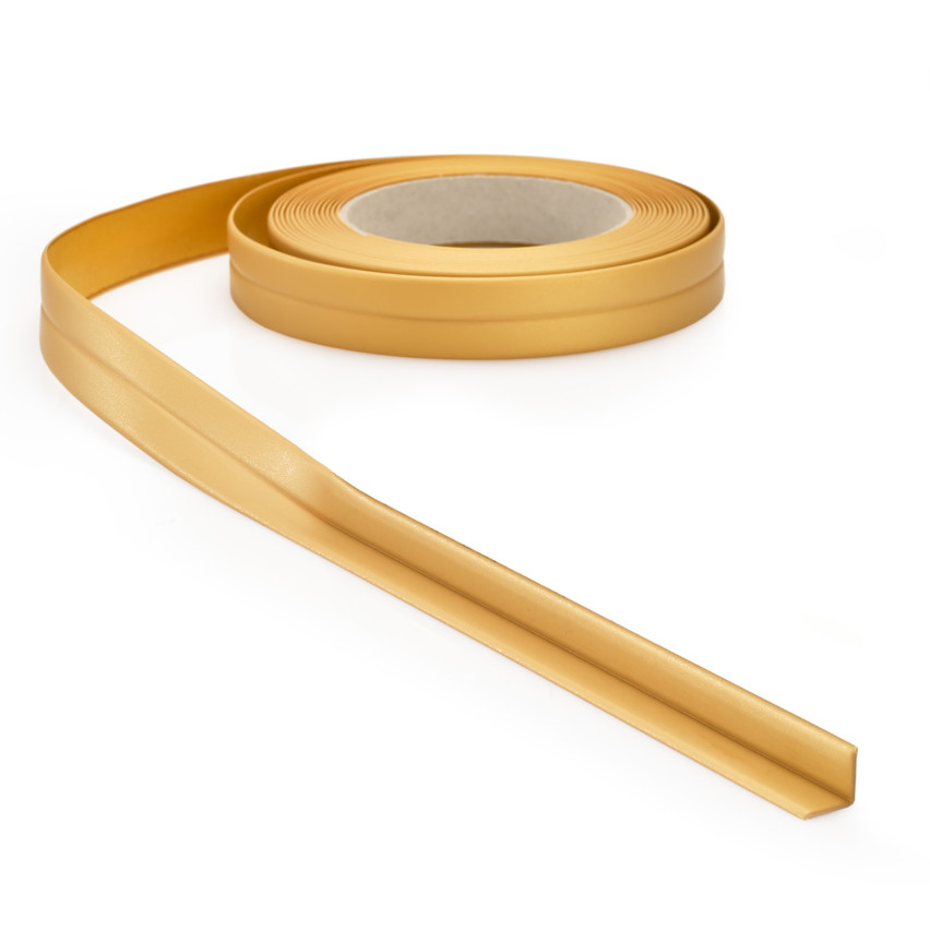 Weichsockelleiste selbstklebend 10x10mm für Küche und Bad Knickleiste aus PVC Dichtungsband Fugendichtband Gold5m