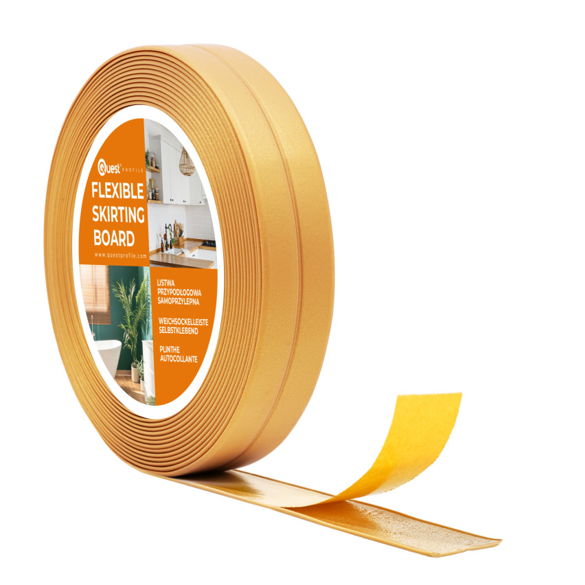 Weichsockelleiste selbstklebend 10x10mm für Küche und Bad Knickleiste aus PVC Dichtungsband Fugendichtband Gold5m