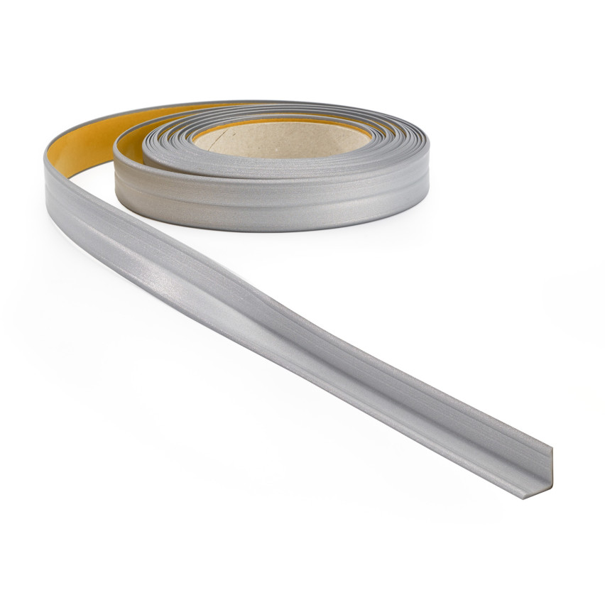 Weichsockelleiste selbstklebend 10x10mm für Küche und Bad Knickleiste aus PVC Dichtungsband Fugendichtband Silber 5m