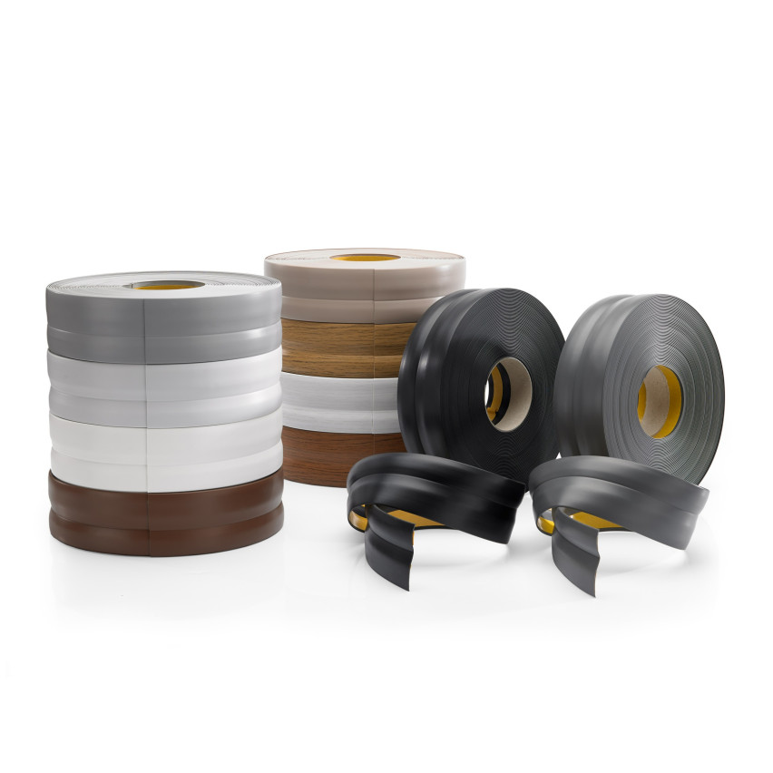 Weichsockelleiste selbstklebend 32x23 mm, flexible Wandabschlussleiste für Küche und Bad, Bodenleiste aus PVC, Dichtungsband, Hellgrau