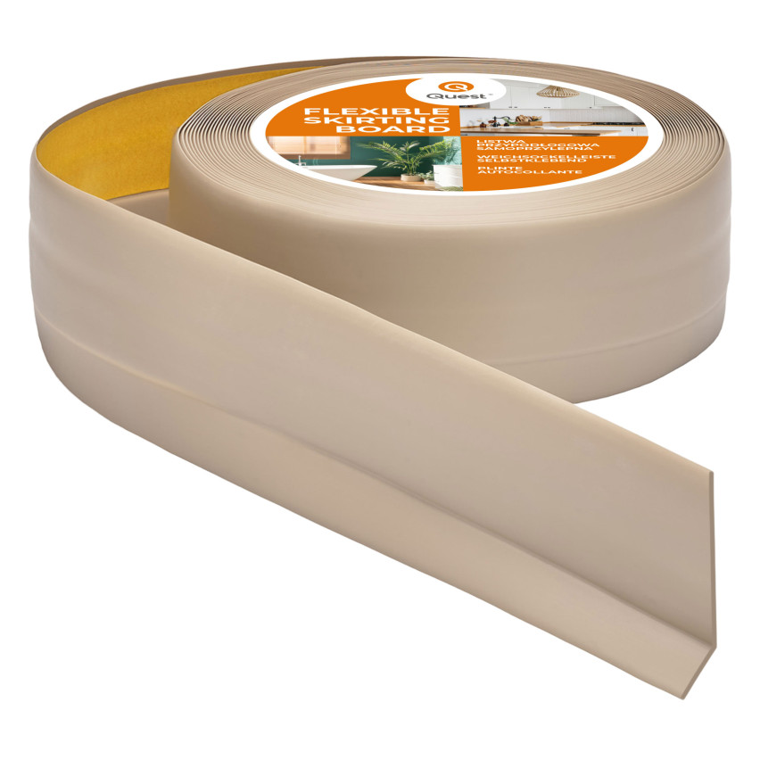 Weichsockelleiste Selbstklebend 50x20 mm, beige, PVC Sockelleiste, Knickleiste für  Wand, Boden Flexibel, Dekorativ, UV-beständig