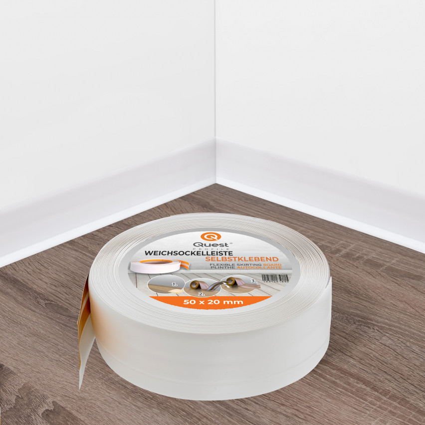 Weichsockelleiste selbstklebend 10x10mm für Küche und Bad Knickleiste aus  PVC Dichtungsband Fugendichtband 5m