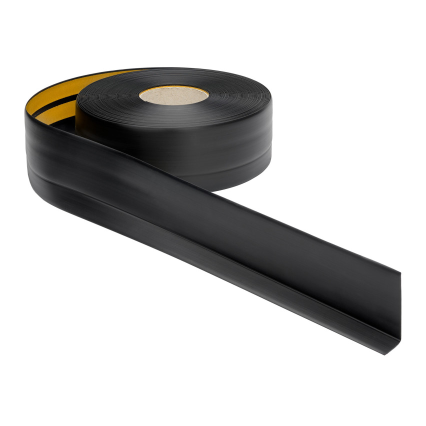 Weichsockelleiste selbstklebend 50x20 mm, flexible Wandabschlussleiste für Küche und Bad, Bodenleiste aus PVC, Dichtungsband, Schwarz