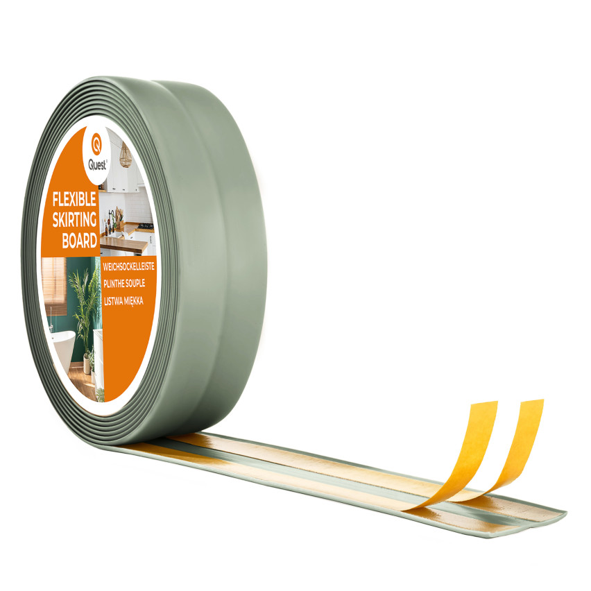 Weichsockelleiste selbstklebend, Wandabschlussleiste Küche und Bad, Dichtungsband aus PVC, flexible Winkelleiste, Hellgrun