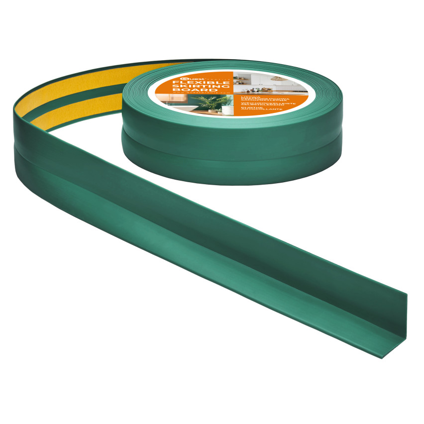 Weichsockelleiste selbstklebend, Wandabschlussleiste Küche und Bad, Dichtungsband aus PVC, flexible Winkelleiste, grun