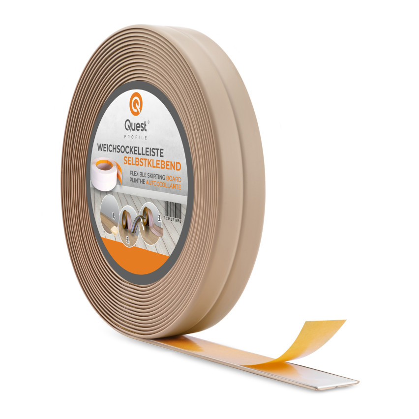  Selbstklebender PVC-Montage- und Abschlussstreifen auf Schaumstoffband 10/10 5m - beige