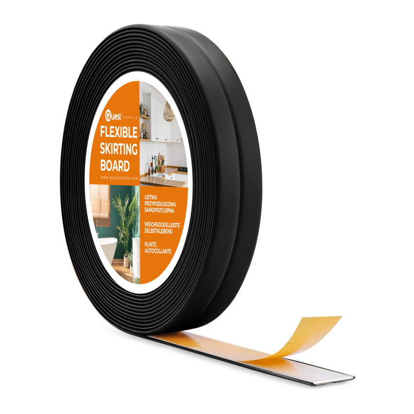 Selbstklebender PVC-Montage- und Abschlussstreifen auf Schaumstoffband 10/10 5m - schwarz