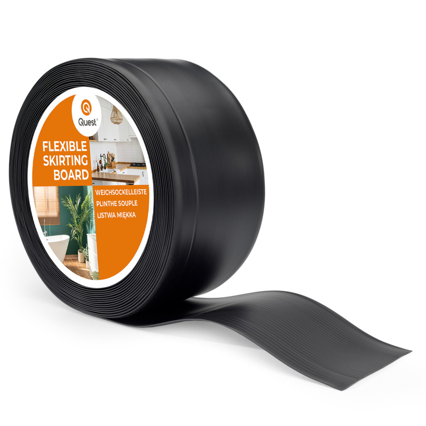 Weichsockelleiste, Flexibel Bodenleiste, Eckleiste, PVC 100x25mm, schwarz