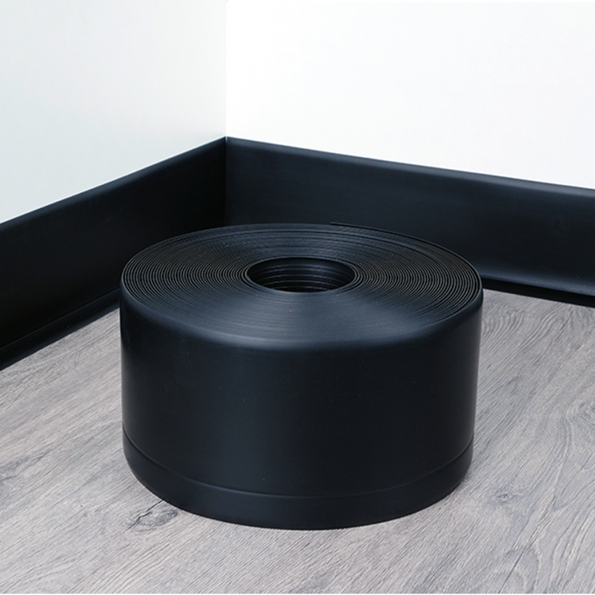 Weichsockelleiste Selbstklebend, Flexibel Bodenleiste, Eckleiste, PVC, 100x25mm, schwarz
