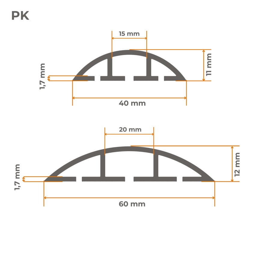 PVC-Kabelkanäle - 200 cm, halbrund, beige