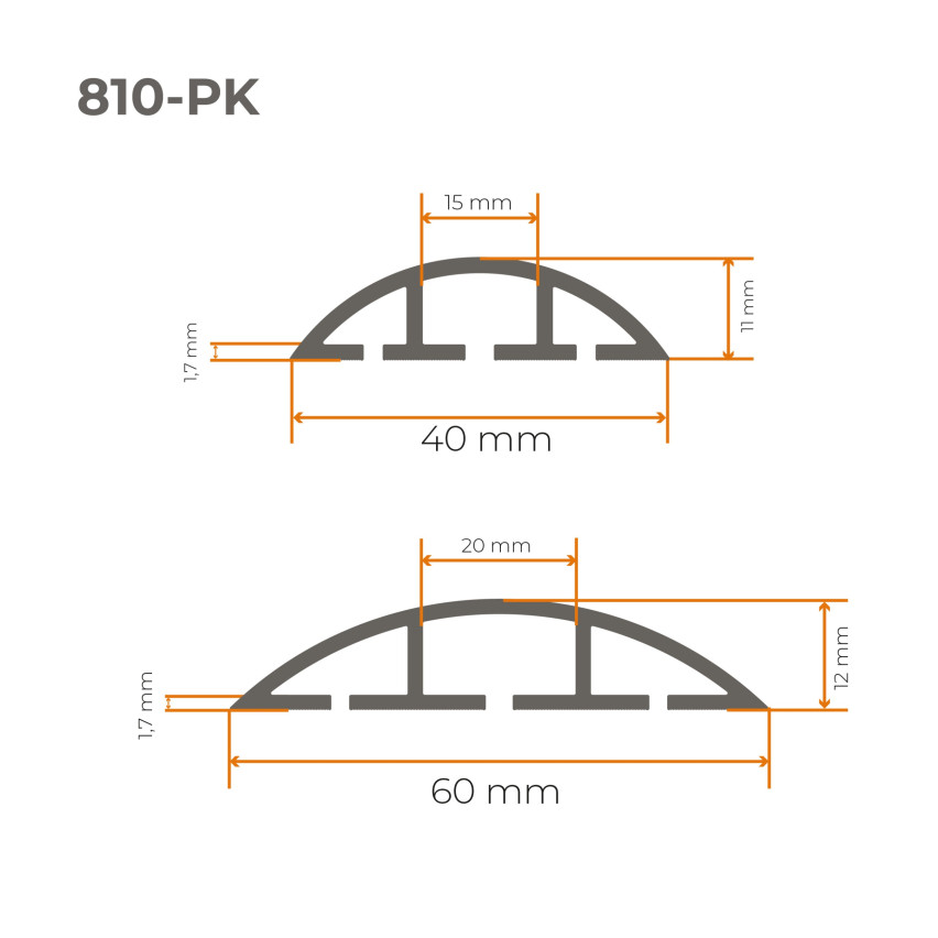 PVC-Kabelkanäle - 200 cm, halbrund, schwarz