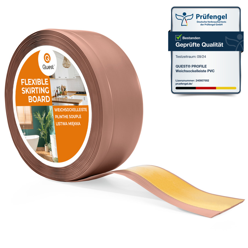 Selbstklebende PVC-Sockelleiste, 70x20mm, hellbraun