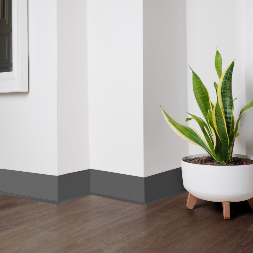 Weichsockelleiste, Flexibel Bodenleiste, Eckleiste, PVC 70x20mm, dunkelgrau