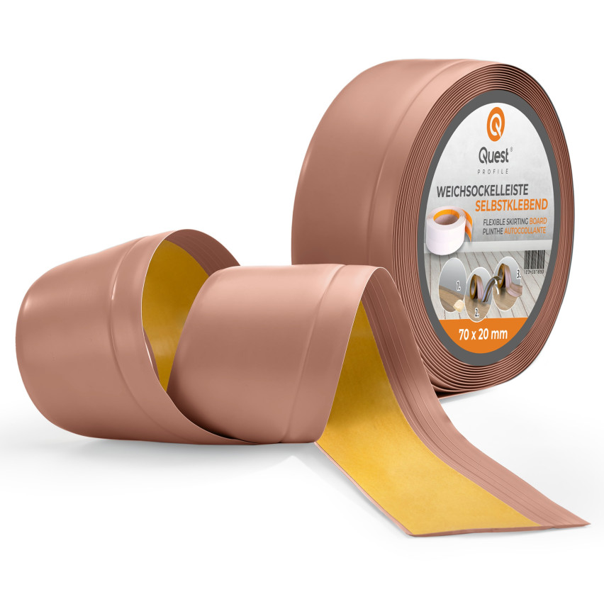 Selbstklebende PVC-Sockelleiste, 70x20mm, hellbraun