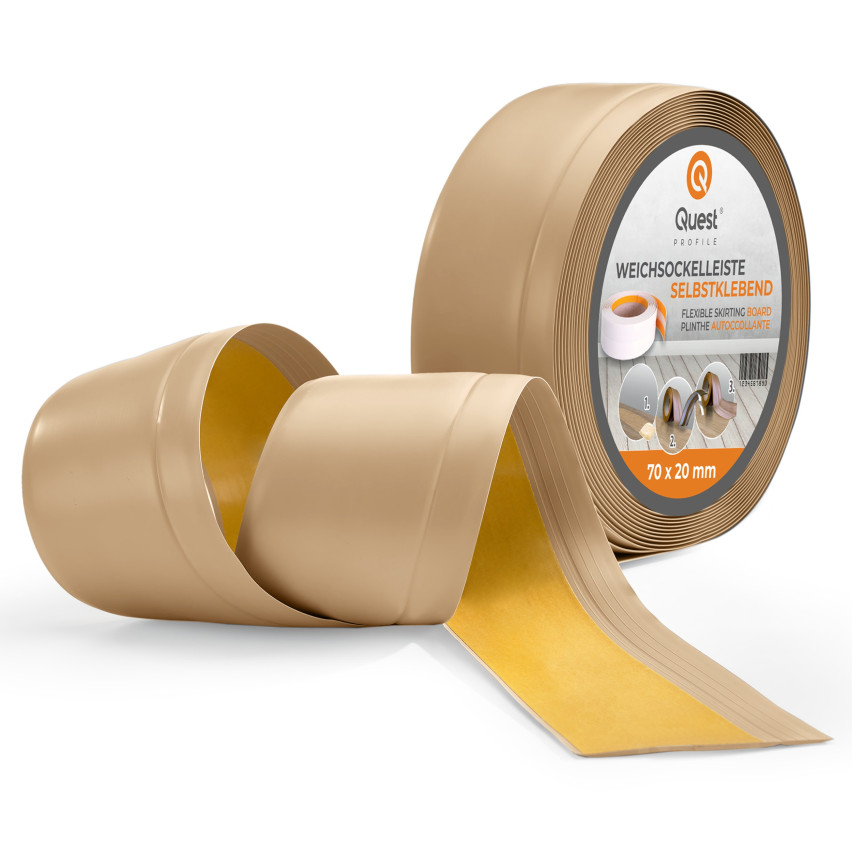 Selbstklebende PVC-Sockelleiste, 70x20mm, sand