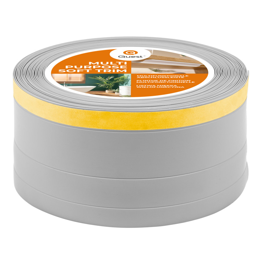 Multifunktionale PVC-Leiste 4in1 – Selbstklebendes Abschlussprofil, 120 mm, Grau